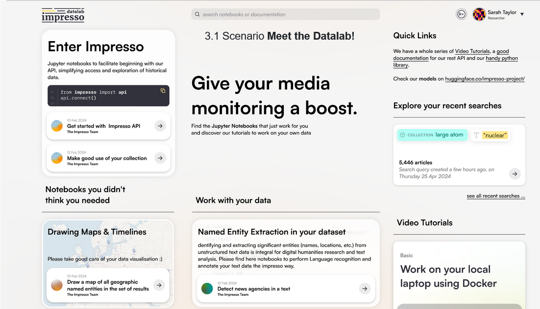 First overview of the forthcoming Impresso data lab